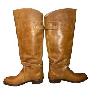 Frye Tall Leather Riding Boots in Cognac Brown